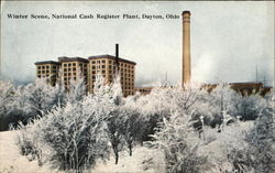 Winter Scene National Cash Register Plant Dayton, OH Postcard Postcard