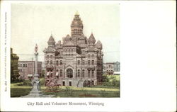 City Hall And Volunteer Monument Winnipeg, MB Canada Manitoba Postcard Postcard