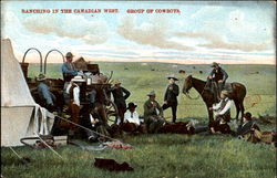 Ranching In The Canadian West Group Of Cowboys Postcard