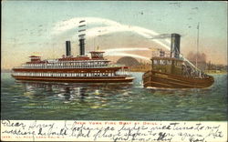 New York Fire Boat At Drill Postcard