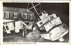 Yacht Hurled Ashore Settles On Lawn Postcard