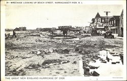 Wreckage Looking Up Beach Street Narragansett Pier, RI Postcard Postcard