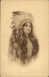 Indian Maiden Native Americana Postcard Postcard