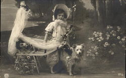 Girl with Decorated Cart Postcard