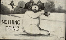 Nothing Doing Dogs Postcard Postcard