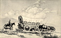 Covered Wagon Cowboy Western Postcard Postcard