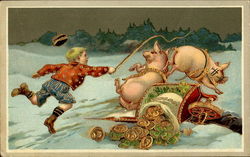 New Year's Pigs Postcard Postcard