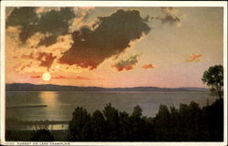 Sunset On Lake Champlain Advertising Postcard Postcard