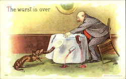 The Wurst Is Over Dogs Postcard Postcard