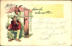 We Dined Ala carte Comic, Funny Postcard Postcard