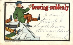 Leaving Suddenly Comic, Funny Postcard Postcard