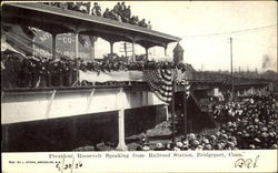 President Roosevelt Speaking From Railroad Station Postcard