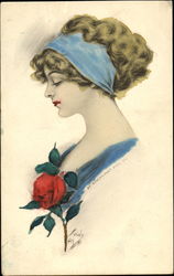 Hand Colored Glamour Woman Women Postcard Postcard