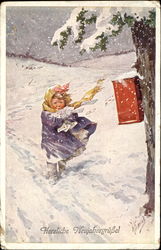 Herzliche Neujahrsgru Be! Girls Postcard Postcard