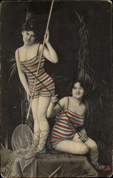 Striped Bathing Suits Postcard