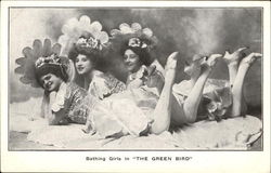 Bathing Girls In The Green Bird Postcard