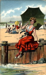 On The Beach Swimsuits & Pinup Postcard Postcard