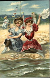 Girls on the Beach Postcard