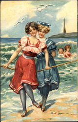 Girls on the Beach Swimsuits & Pinup Postcard Postcard