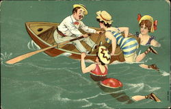 Swimmers, Rowboat Swimsuits & Pinup Postcard Postcard