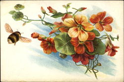 Bumble Bee & Flowers Postcard Postcard