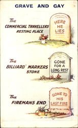 Grave And Gay Death Postcard Postcard