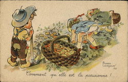 Children Farming Potatoes Postcard Postcard