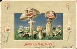 Married And Happy - Mushroom People Fantasy Postcard Postcard