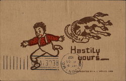 Hastily Yours Comic, Funny Postcard Postcard