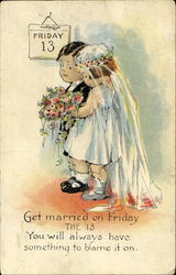 Friday the 13th Wedding Marriage & Wedding Postcard Postcard