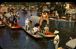 De Xochimilco Typical Flower Decked Boats Mexico Postcard Postcard