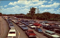 Motor Traffic On The Ambassador Bridge Entering Canada Postcard