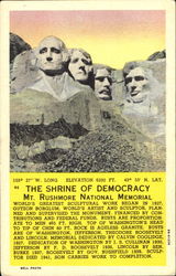 The Shrine Of Democracy Mt. Rushmore, SD Postcard Postcard