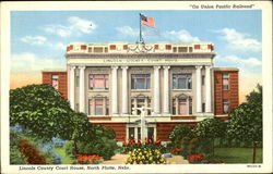 Lincoln County Court House, On Union pacific Railroad Postcard