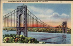 George Washington Bridge And Hudson River Postcard