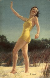 Yellow Swimsuit Swimsuits & Pinup Postcard Postcard