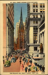 Wall Street Showing Stock Exchange Postcard