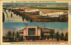 Line Up Of Planes La Guardia Field Postcard