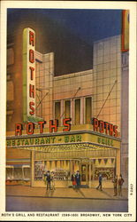 Roth's Grill And Restaurant, 1599-1601 Broadway New York City, NY Postcard Postcard