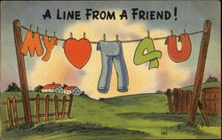 A Line From A Friend! Comic, Funny Postcard Postcard