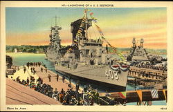 Launching Of A. U. S. Destroyer Postcard