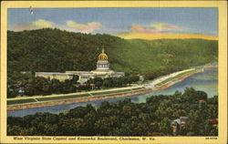 West Virginia State Capitol And Kanawha Boulevard Charleston, WV Postcard Postcard