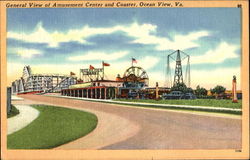 General View Of Amusement Center And Coaster Postcard