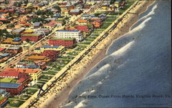 Aerial View Ocean Front Hotels Virginia Beach, VA Postcard Postcard