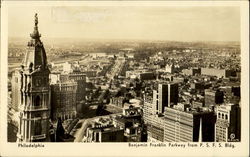 Benjamin Franklin Parkway From P. S. F. S. Bldg Philadelphia, PA Postcard Postcard