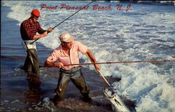 Landing A Big One Point Pleasant Beach, NJ Postcard Postcard