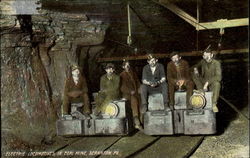 Electric Locomotives In Coal Mine Postcard