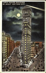 Times Square Building By Night Postcard