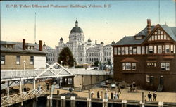 C. P. R. Ticket Office And Parliament Buildings Postcard