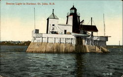 Beacon Light In Harbour Postcard